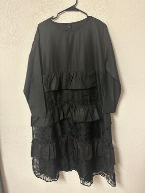 N BY NANCY Black Ruffle Tiered Dress NWT SIZE L